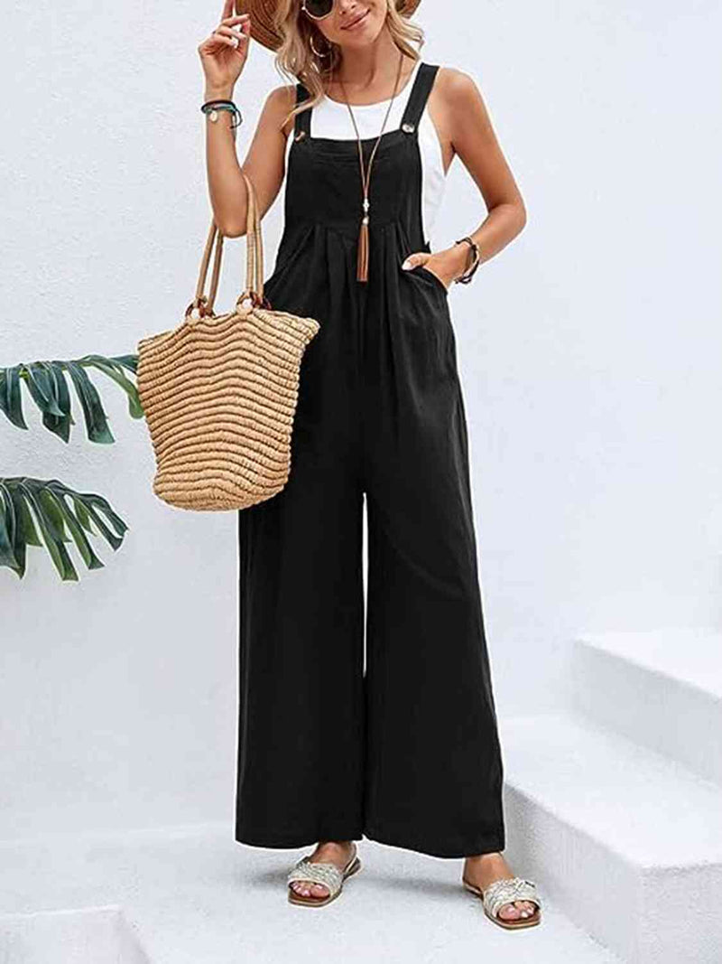 Full Size Wide Leg Overalls with Pockets Top Trendsi