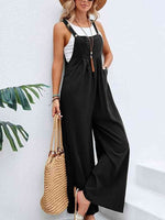 Full Size Wide Leg Overalls with Pockets Top Trendsi Black / S