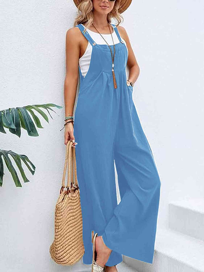 Full Size Wide Leg Overalls with Pockets Top Trendsi Sky Blue / S