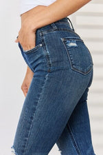 Judy Blue Full Size High Waist Distressed Slim Jeans Bottoms Trendsi