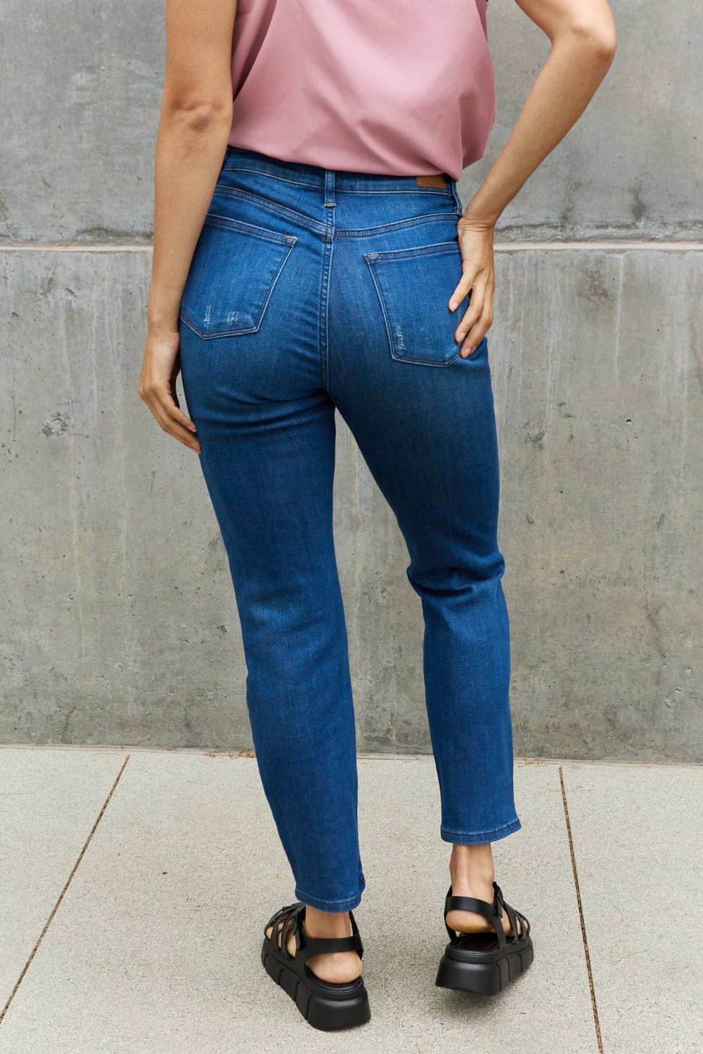 Judy Blue Melanie Full Size High Waisted Distressed Boyfriend Jeans Bottoms Trendsi