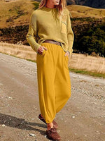 Knit Top and Joggers Set Top Trendsi Mustard / S