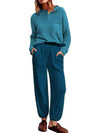 Knit Top and Joggers Set Top Trendsi Turquoise / S