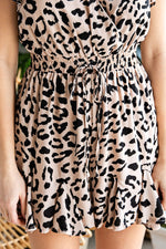Leopard Flutter Sleeve Ruffle Hem Romper Dress Trendsi