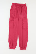 Long Tie Waist Pocketed Pants Bottoms Trendsi Strawberry / S
