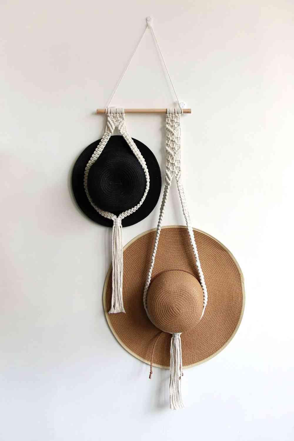 Macrame Double Hat Hanger Trendsi Beige / One Size