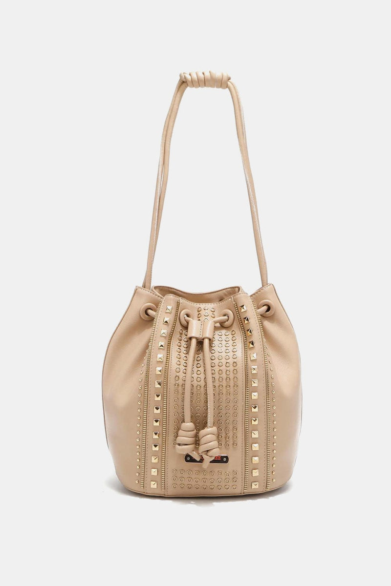 Nicole Lee USA Amy Studded Bucket Bag Crossbody Bag Trendsi Beige / One Size