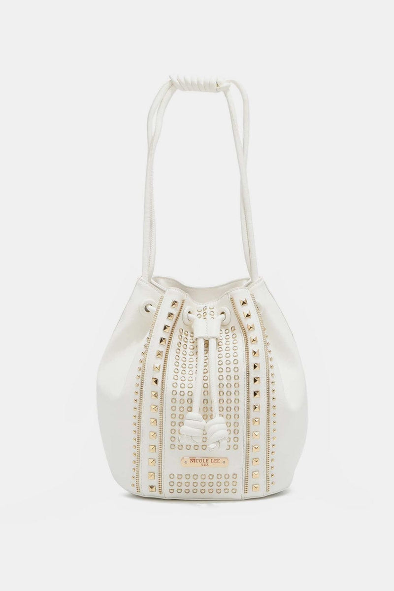 Nicole Lee USA Amy Studded Bucket Bag Crossbody Bag Trendsi White / One Size
