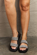 Qupid Bright Mind Platform Wedge Rhinestone Sandal Footwear Trendsi Black / 6