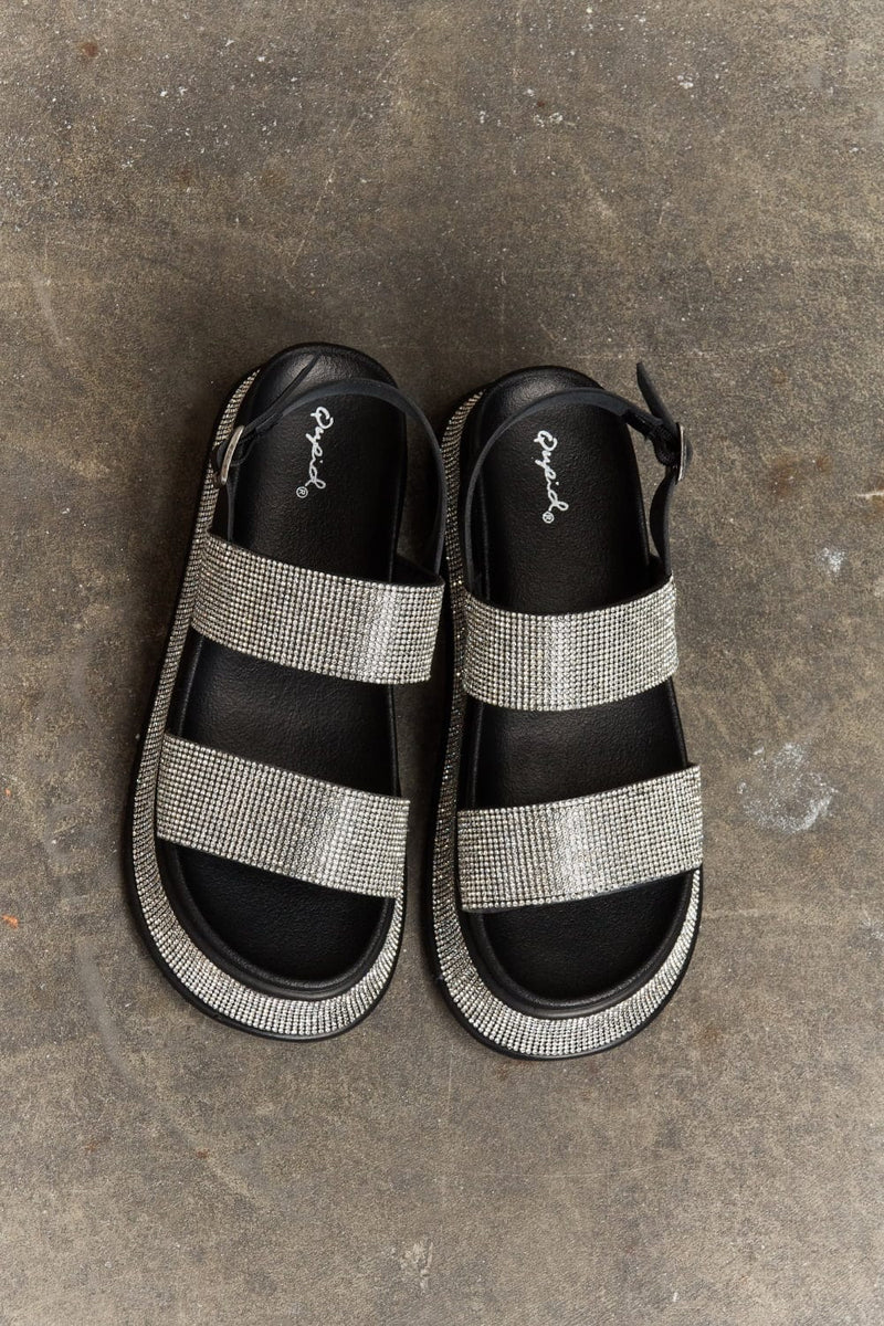 Qupid  Shine On Platform Rhinestone Slingback Sandal Footwear Trendsi