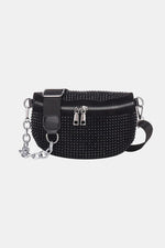 Rhinestone PU Leather Sling Bag Crossbody Bag Trendsi Black / One Size
