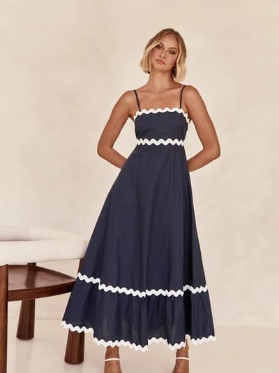 Spaghetti Strap Maxi Dress Dress Trendsi Navy / S