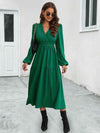 Surplice Neck Long Sleeve Midi Dress Dress Trendsi Green / S